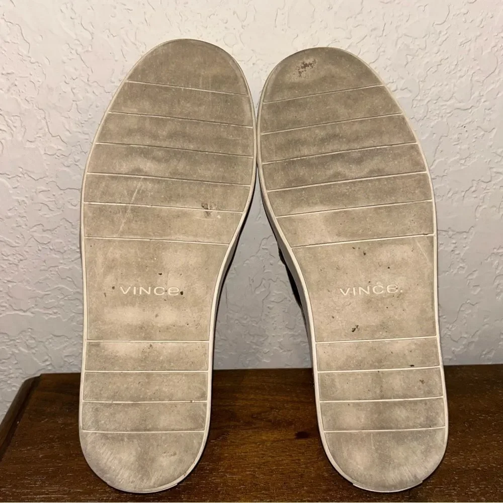 Vince Leather Snakeskin Print Slip On Loafer Shoes